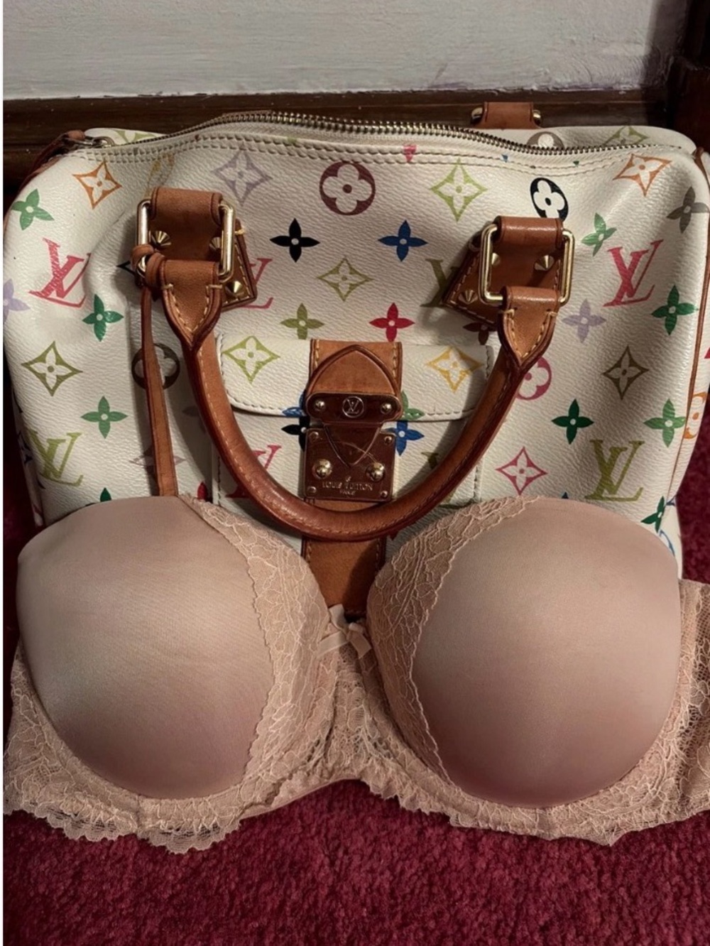 Victoria's Secret Beige Lace Strapless Bra